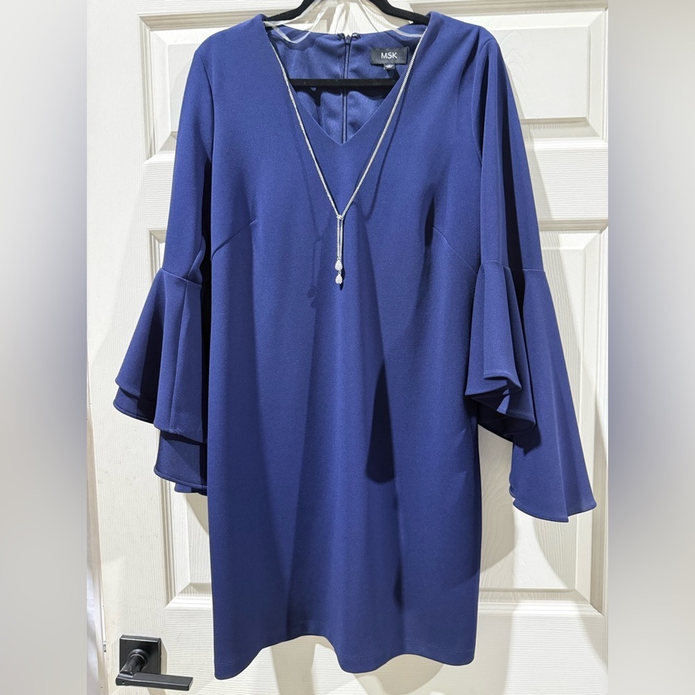 MSK Deep Blue Dress with Chain Detail